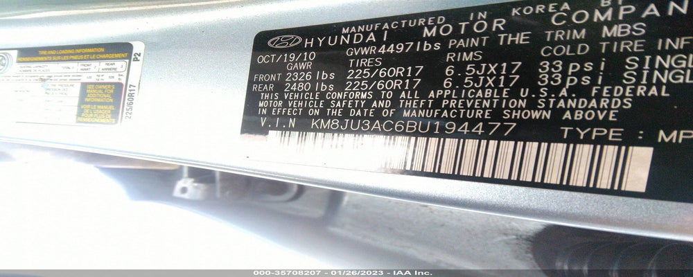 KM8JU3AC6BU194477 2011 HYUNDAI TUCSON photo no. 9