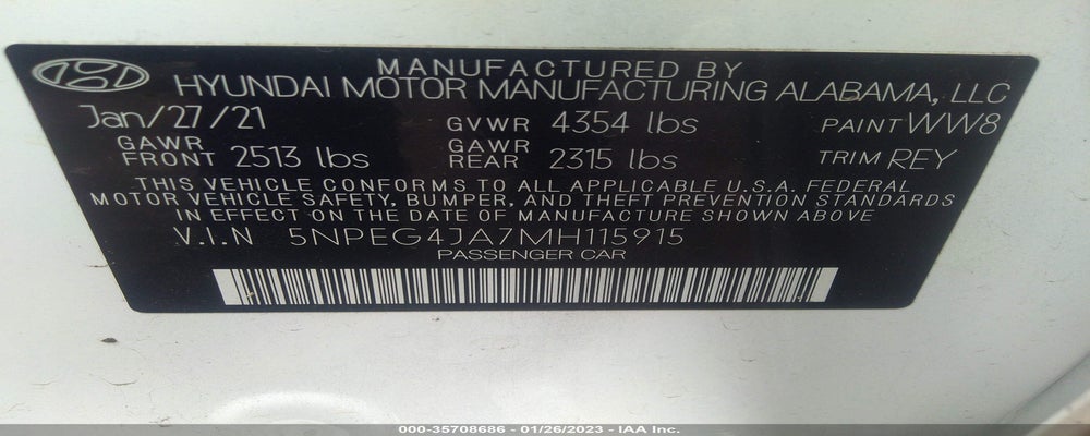 5NPEG4JA7MH115915 2021 HYUNDAI SONATA photo no. 9