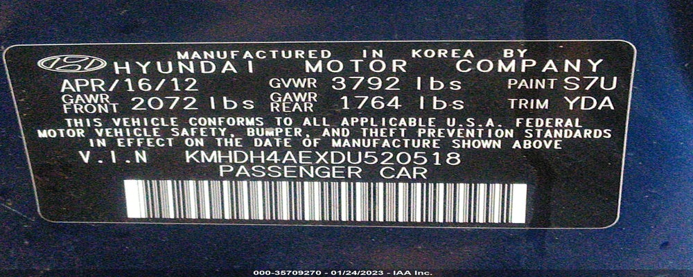 KMHDH4AEXDU520518 2013 HYUNDAI ELANTRA photo no. 9