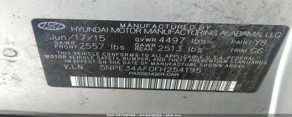5NPE34AF0FH254195 2015 HYUNDAI SONATA photo no. 9