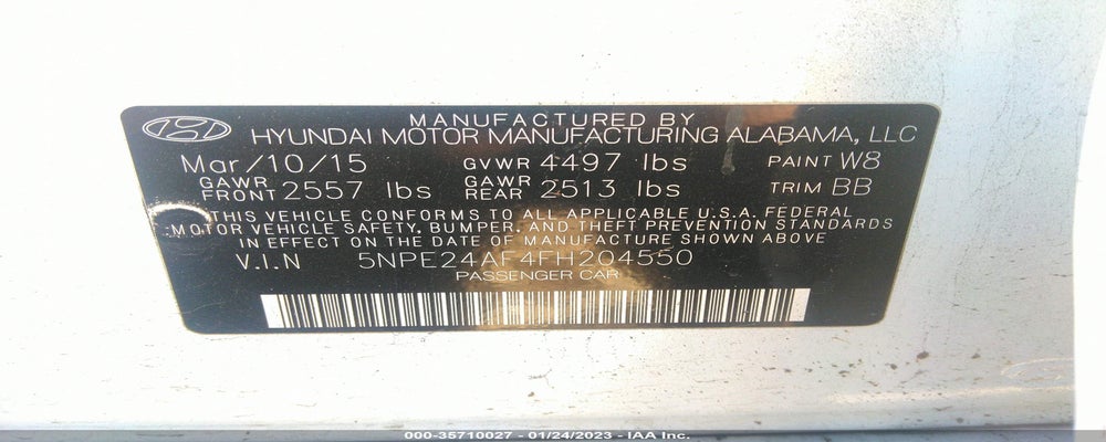 5NPE24AF4FH204550 2015 HYUNDAI SONATA photo no. 9