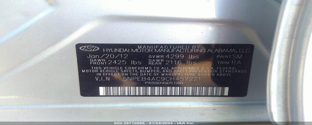 5NPEB4AC9CH457221 2012 HYUNDAI SONATA photo no. 9