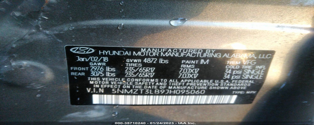 5NMZT3LB9JH095060 2018 HYUNDAI SANTA FE SPORT photo no. 9