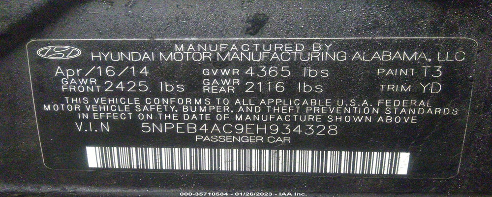 5NPEB4AC9EH934328 2014 HYUNDAI SONATA photo no. 9