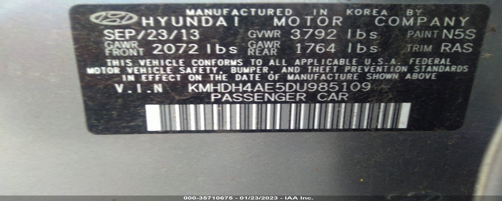 KMHDH4AE5DU985109 2013 HYUNDAI ELANTRA photo no. 9