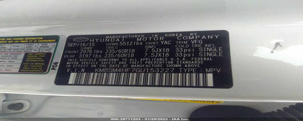 KM8SM4HF7GU153227 2016 HYUNDAI SANTA FE photo no. 9