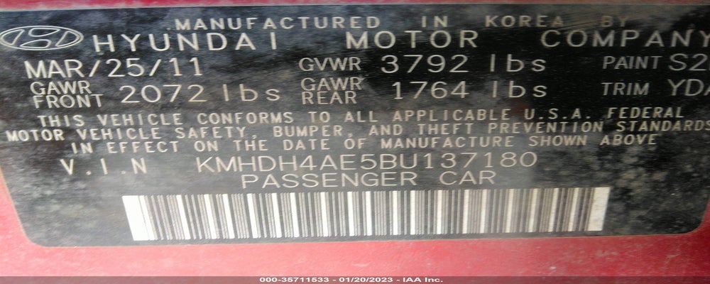 KMHDH4AE5BU137180 2011 HYUNDAI ELANTRA photo no. 9