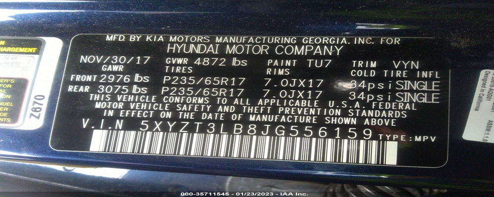 5XYZT3LB8JG556159 2018 HYUNDAI SANTA FE SPORT photo no. 9
