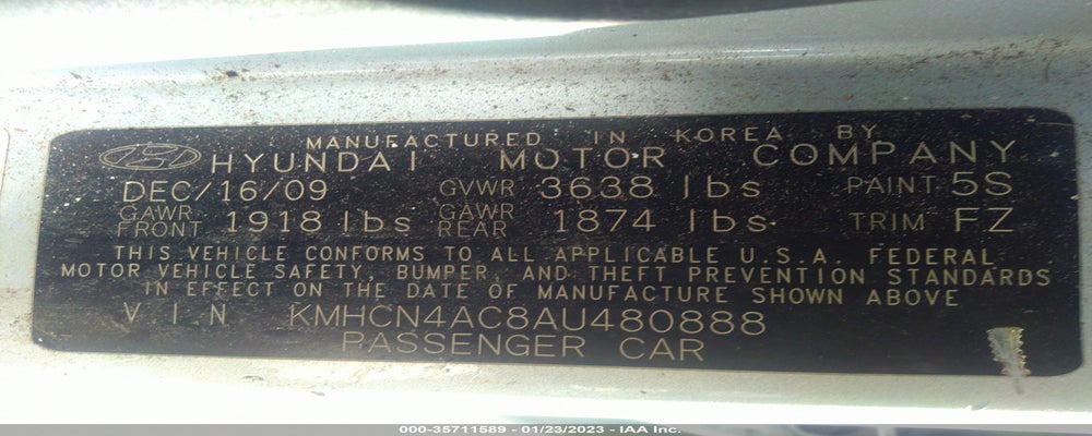 KMHCN4AC8AU480888 2010 HYUNDAI ACCENT photo no. 9