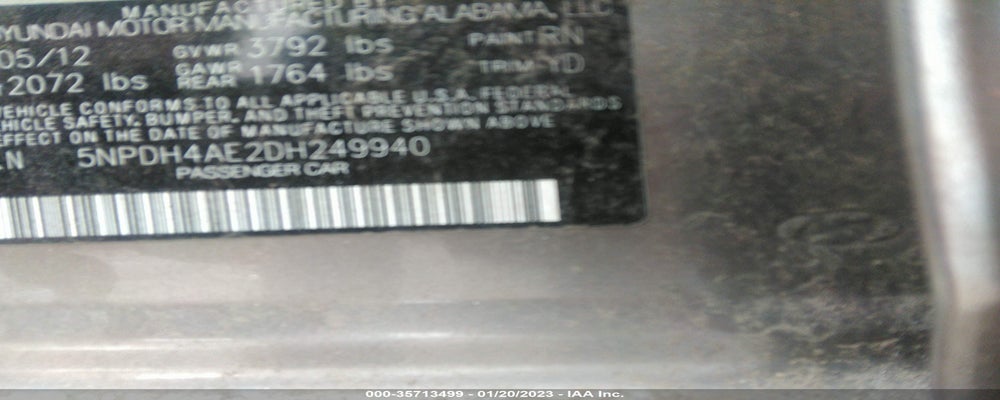 5NPDH4AE2DH249940 2013 HYUNDAI ELANTRA photo no. 9