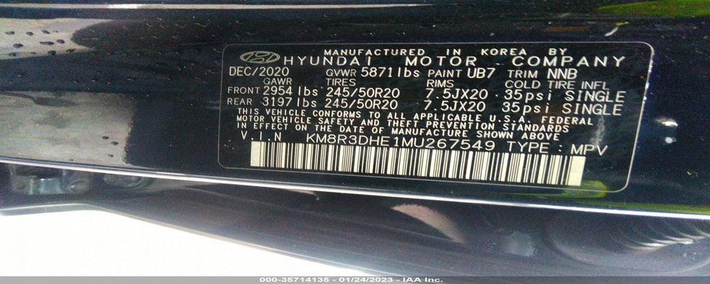 KM8R3DHE1MU267549 2021 HYUNDAI PALISADE photo no. 9