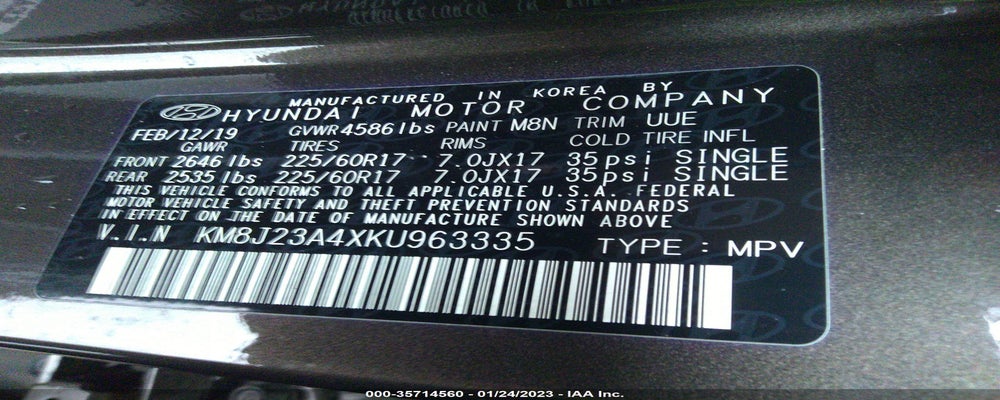 KM8J23A4XKU963335 2019 HYUNDAI TUCSON photo no. 9