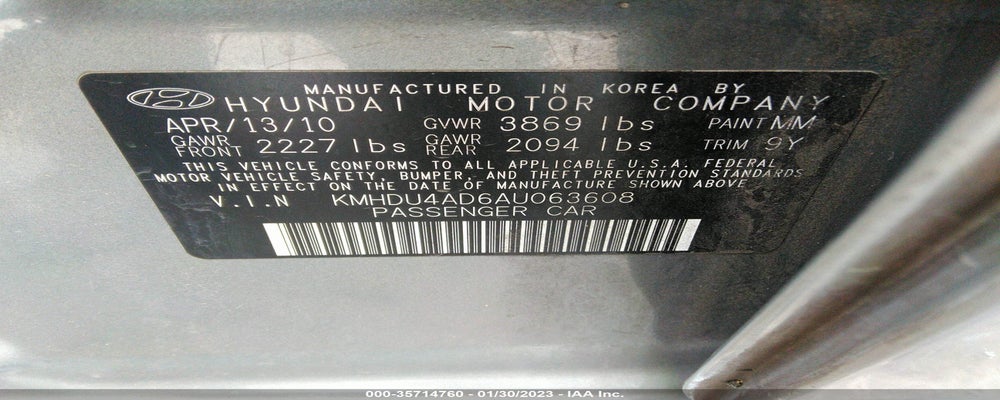 KMHDU4AD6AU063608 2010 HYUNDAI ELANTRA photo no. 9