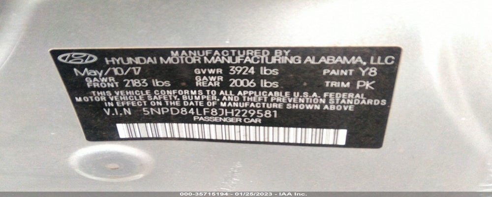 5NPD84LF8JH229581 2018 HYUNDAI ELANTRA photo no. 9