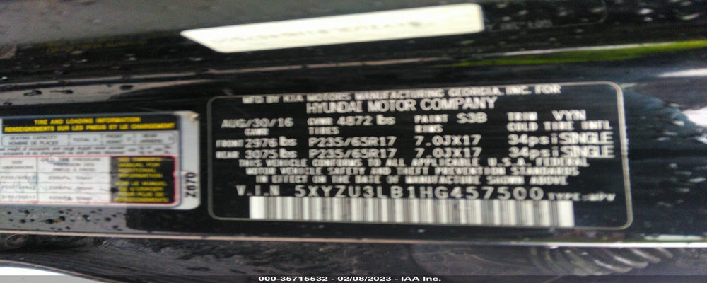 5XYZU3LB1HG457500 2017 HYUNDAI SANTA FE SPORT photo no. 9
