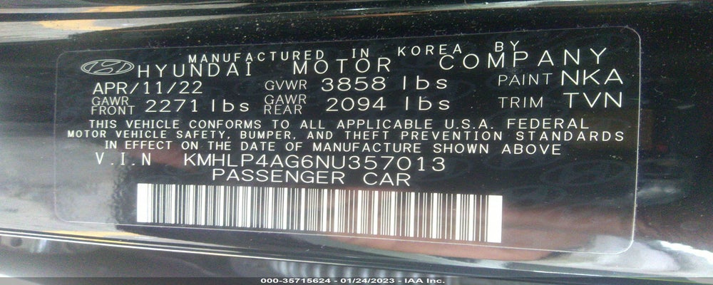 KMHLP4AG6NU357013 2022 HYUNDAI ELANTRA photo no. 9