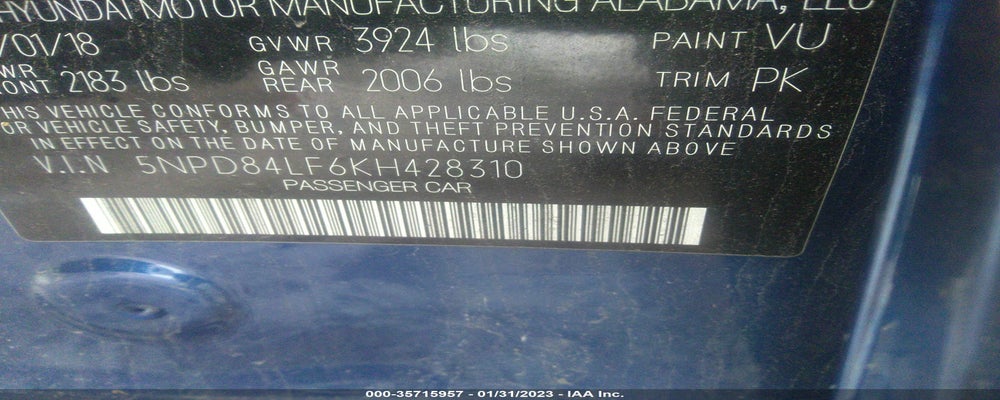 5NPD84LF6KH428310 2019 HYUNDAI ELANTRA photo no. 9