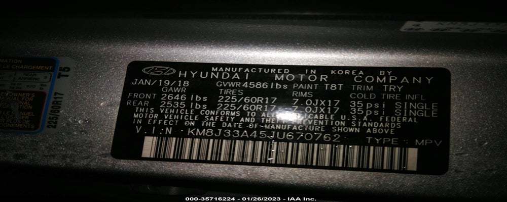 KM8J33A45JU670762 2018 HYUNDAI TUCSON photo no. 9