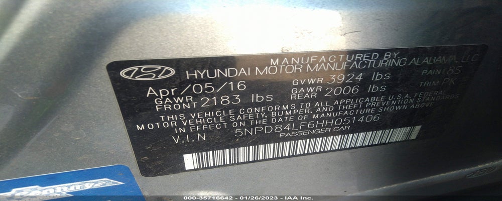 5NPD84LF6HH05140 2017 HYUNDAI ELANTRA photo no. 9