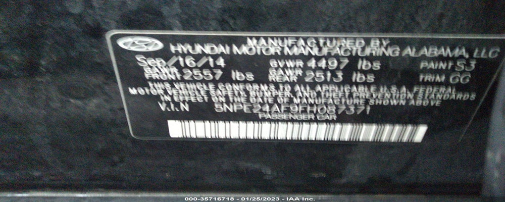 5NPE24AF9FH087371 2015 HYUNDAI SONATA photo no. 9