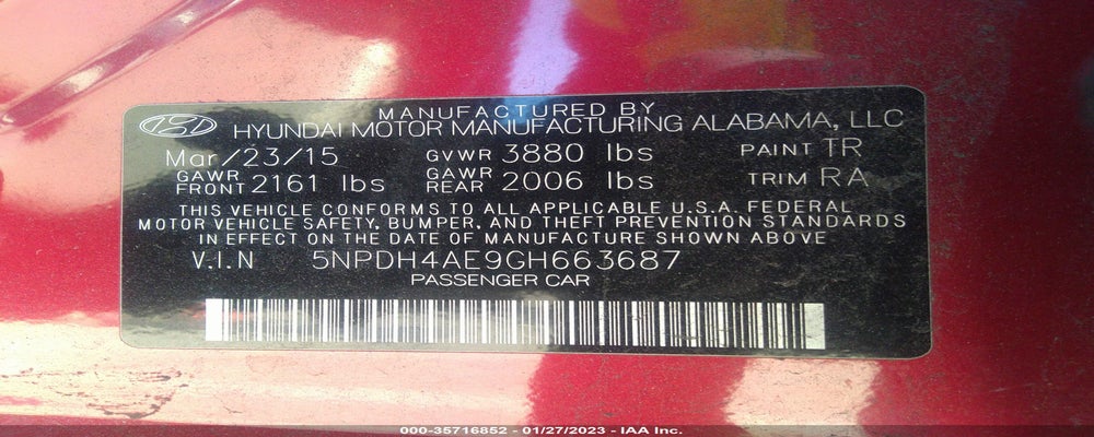 5NPDH4AE9GH663687 2016 HYUNDAI ELANTRA photo no. 9