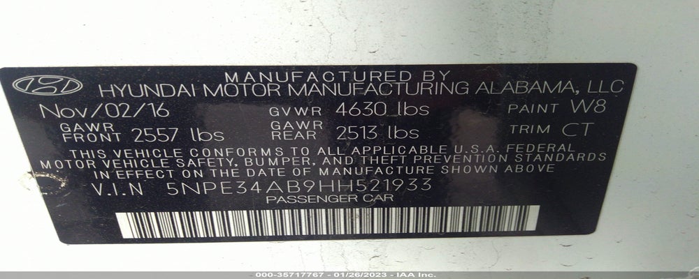 5NPE34AB9HH521933 2017 HYUNDAI SONATA photo no. 9