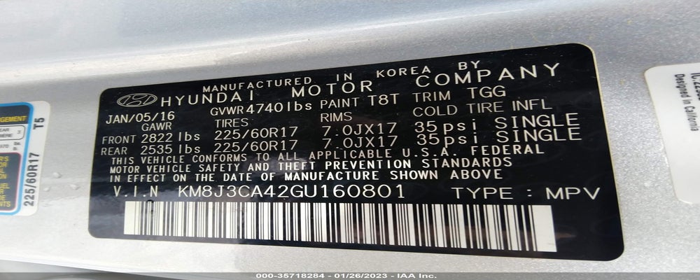 KM8J3CA42GU160801 2016 HYUNDAI TUCSON photo no. 9