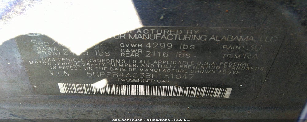 5NPEB4AC3BH151047 2011 HYUNDAI SONATA photo no. 9