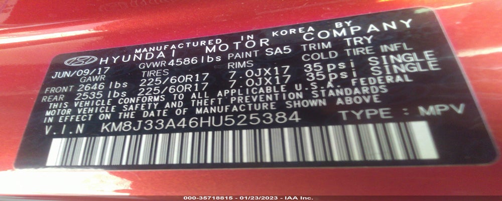 KM8J33A46HU525384 2017 HYUNDAI TUCSON photo no. 9