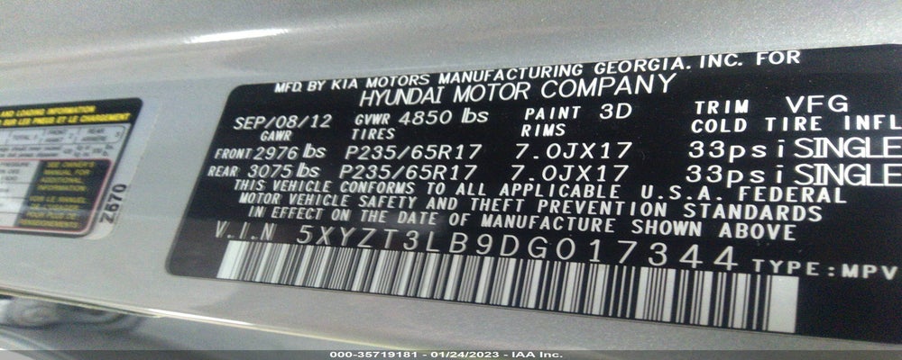 5XYZT3LB9DG017344 2013 HYUNDAI SANTA FE photo no. 9