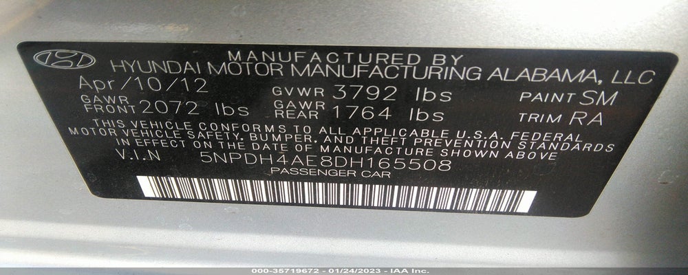 5NPDH4AE8DH165508 2013 HYUNDAI ELANTRA photo no. 9
