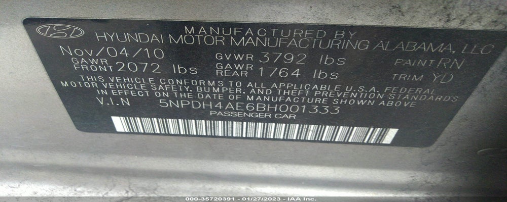 5NPDH4AE6BH001333 2011 HYUNDAI ELANTRA photo no. 9