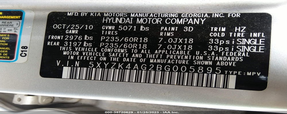 5XYZK4AG2BG005895 2011 HYUNDAI SANTA FE photo no. 9