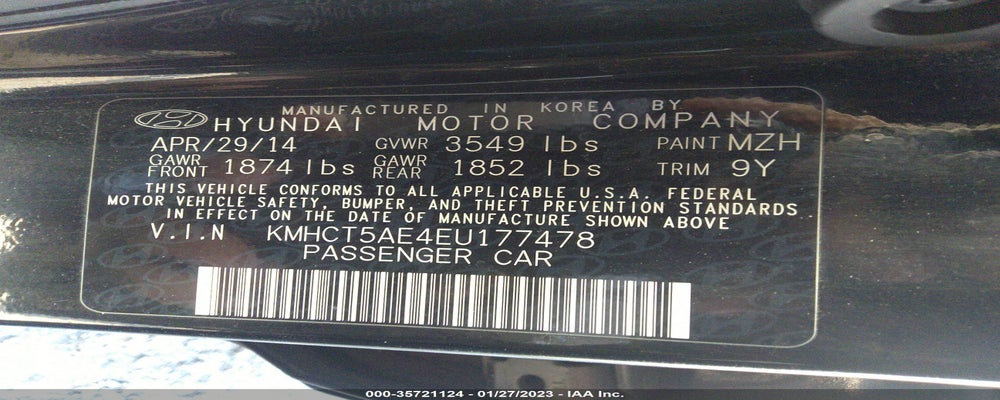 KMHCT5AE4EU177478 2014 HYUNDAI ACCENT photo no. 9
