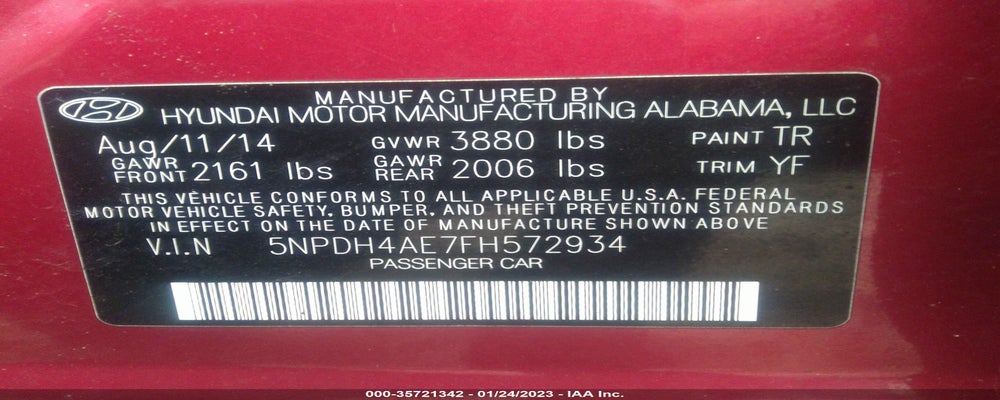 5NPDH4AE7FH572934 2015 HYUNDAI ELANTRA photo no. 9