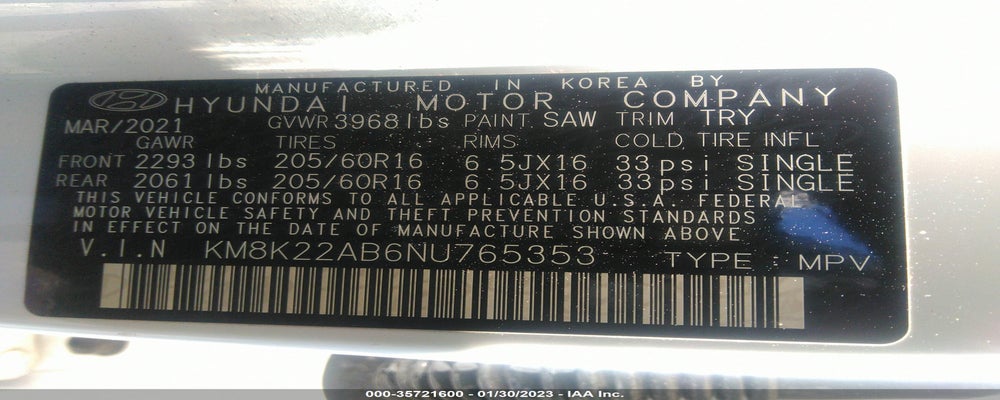 KM8K22AB6NU765353 2022 HYUNDAI KONA photo no. 9