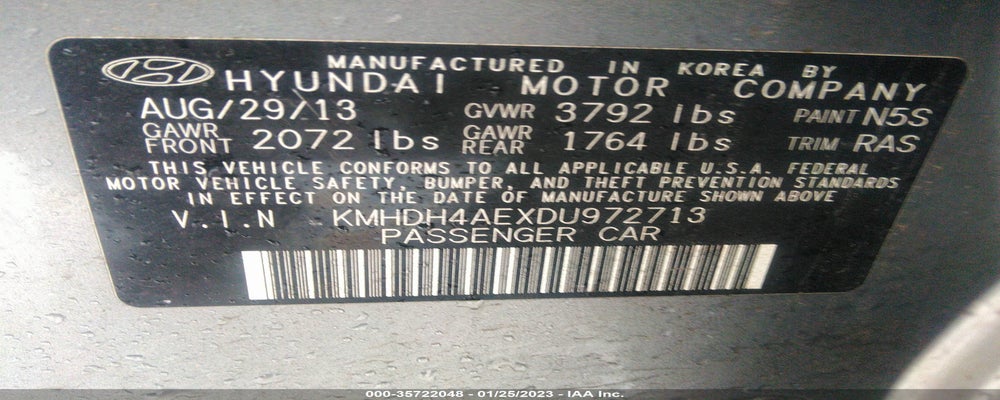 KMHDH4AEXDU972713 2013 HYUNDAI ELANTRA photo no. 9