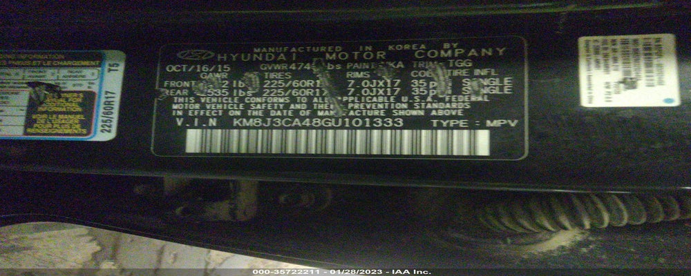 KM8J3CA48GU101333 2016 HYUNDAI TUCSON photo no. 9