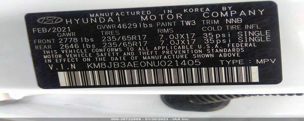 KM8JB3AE0NU021405 2022 HYUNDAI TUCSON photo no. 9