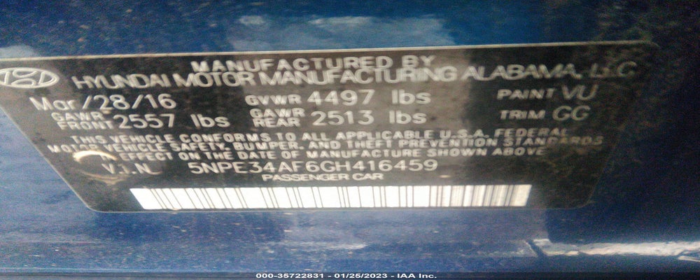 5NPE34AF6GH416459 2016 HYUNDAI SONATA photo no. 9