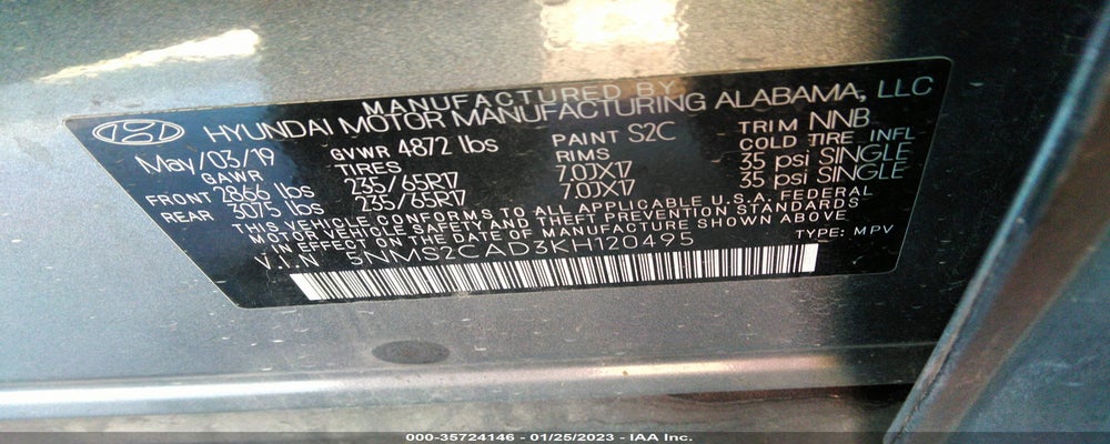 5NMS2CAD3KH120495 2019 HYUNDAI SANTA FE photo no. 9