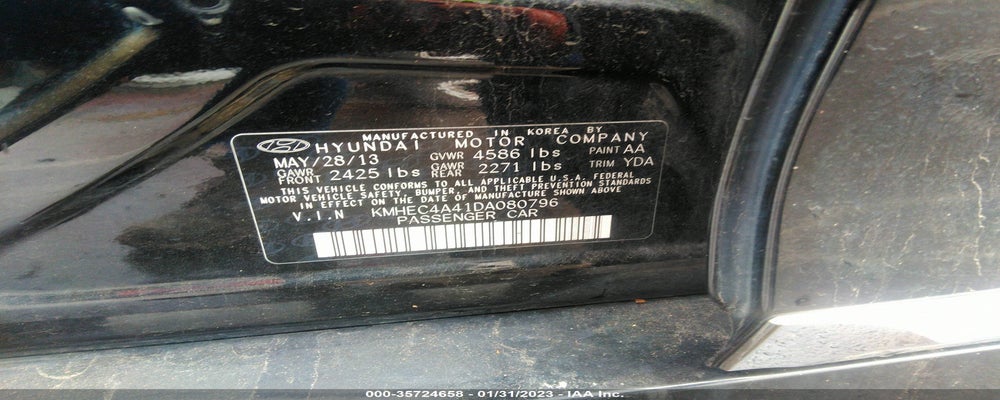 KMHEC4A41DA080796 2013 HYUNDAI SONATA HYBRID photo no. 9
