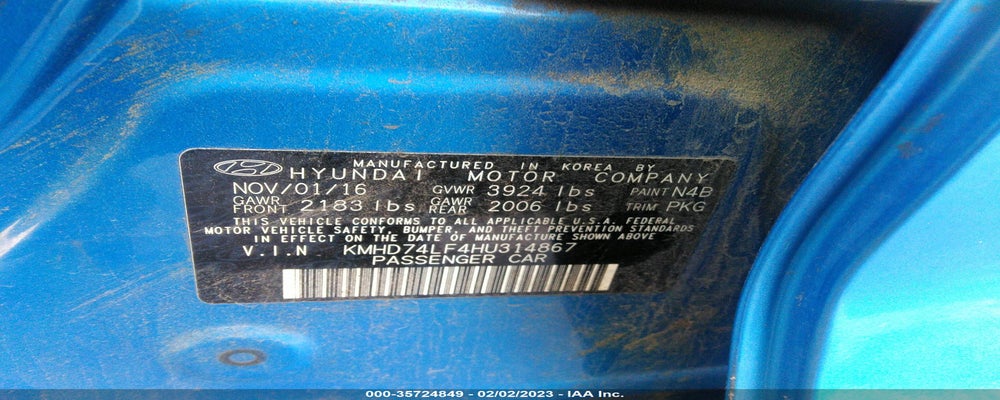 KMHD74LF4HU314867 2017 HYUNDAI ELANTRA photo no. 9