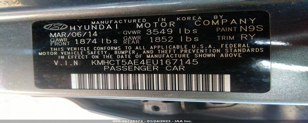KMHCT5AE4EU167145 2014 HYUNDAI ACCENT photo no. 9