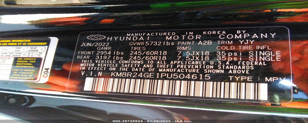 KM8R24GE1PU504615 2023 HYUNDAI PALISADE photo no. 9