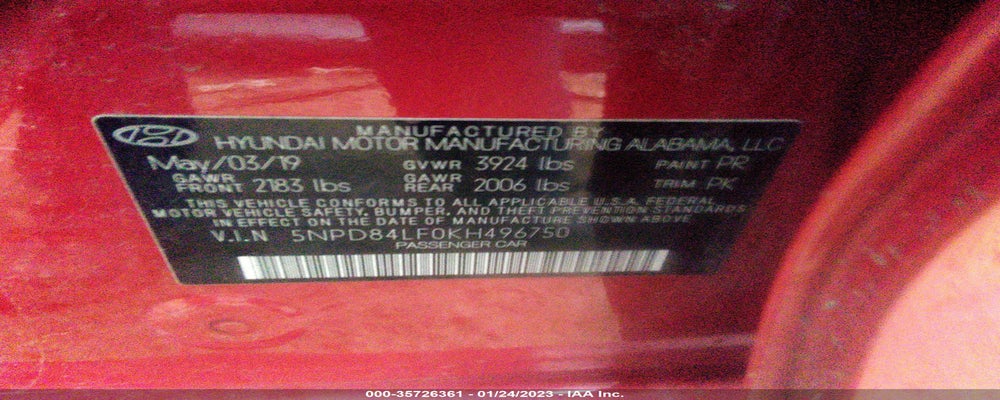 5NPD84LF0KH496750 2019 HYUNDAI ELANTRA photo no. 9
