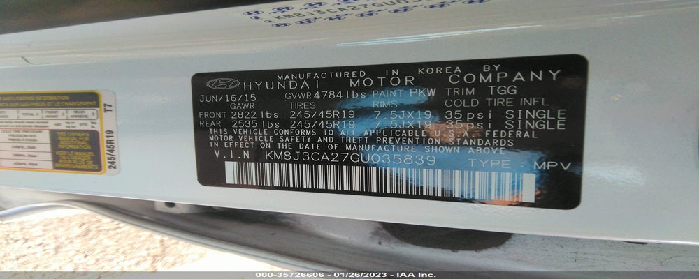 KM8J3CA27GU035839 2016 HYUNDAI TUCSON photo no. 9