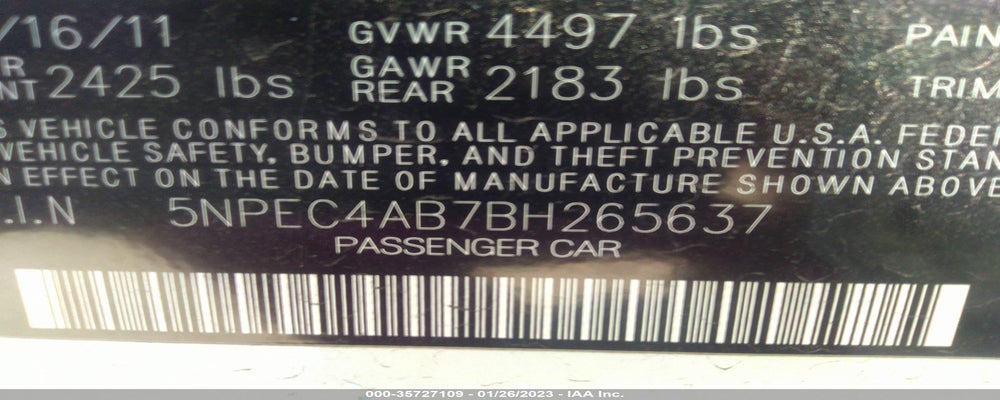 5NPEC4AB7BH265637 2011 HYUNDAI SONATA photo no. 9