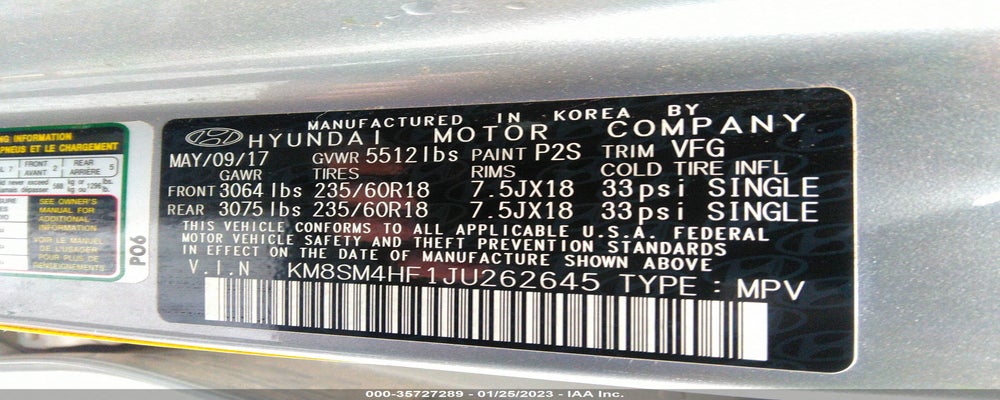 KM8SM4HF1JU262645 2018 HYUNDAI SANTA FE photo no. 9