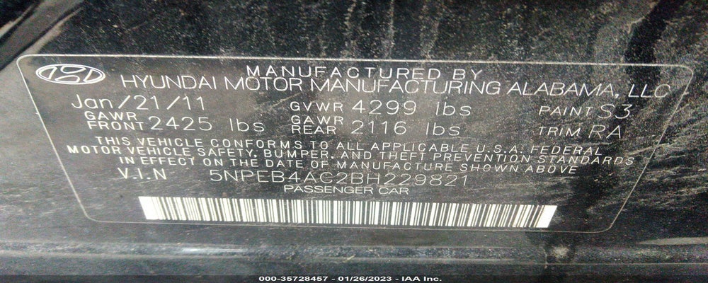 5NPEB4AC2BH229821 2011 HYUNDAI SONATA photo no. 9
